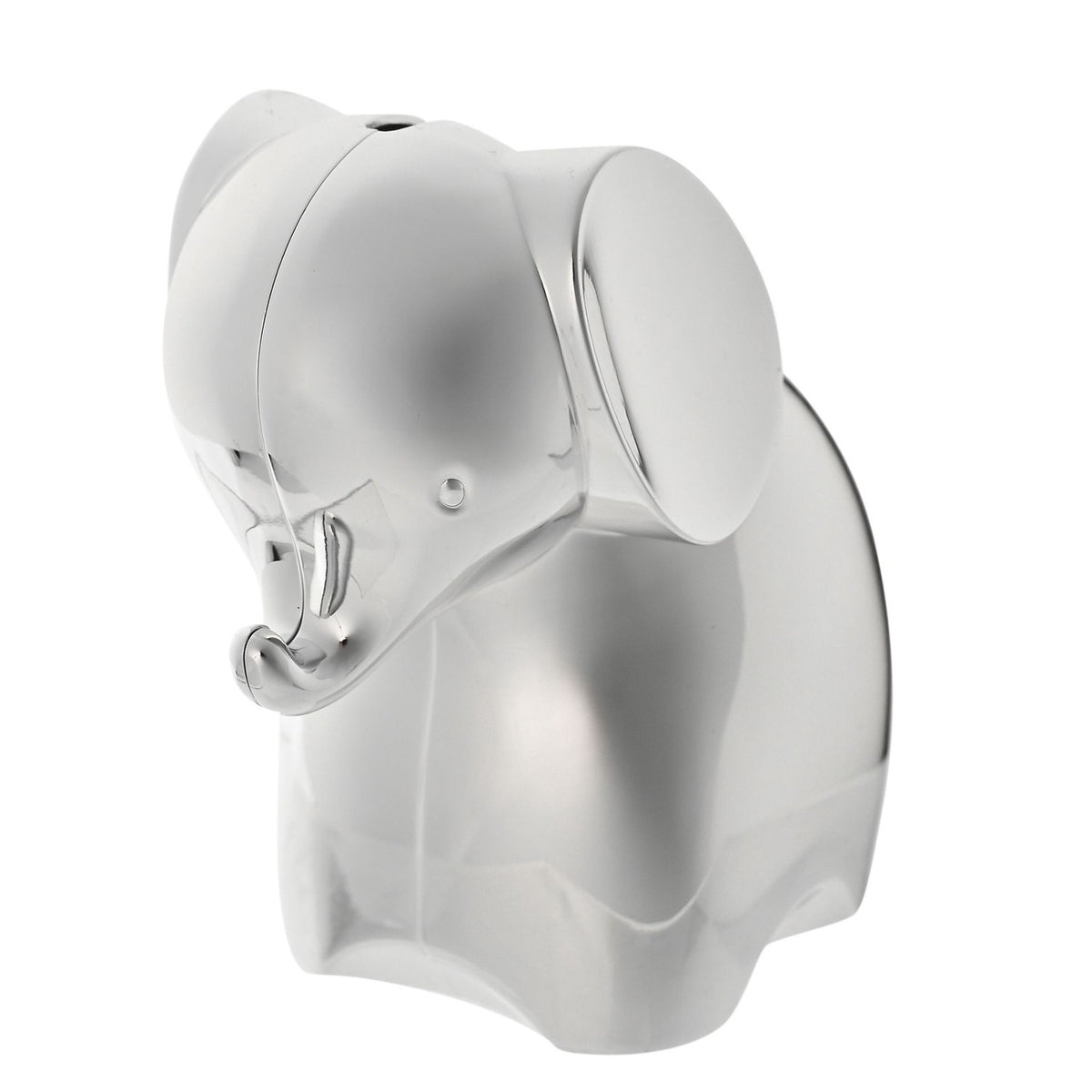 Curled Trunk Elephant Silverplated Metal Money Box - Silver