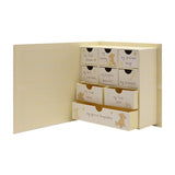 Button Corner Paperwrap Book Keepsake Box with Drawers - Cream