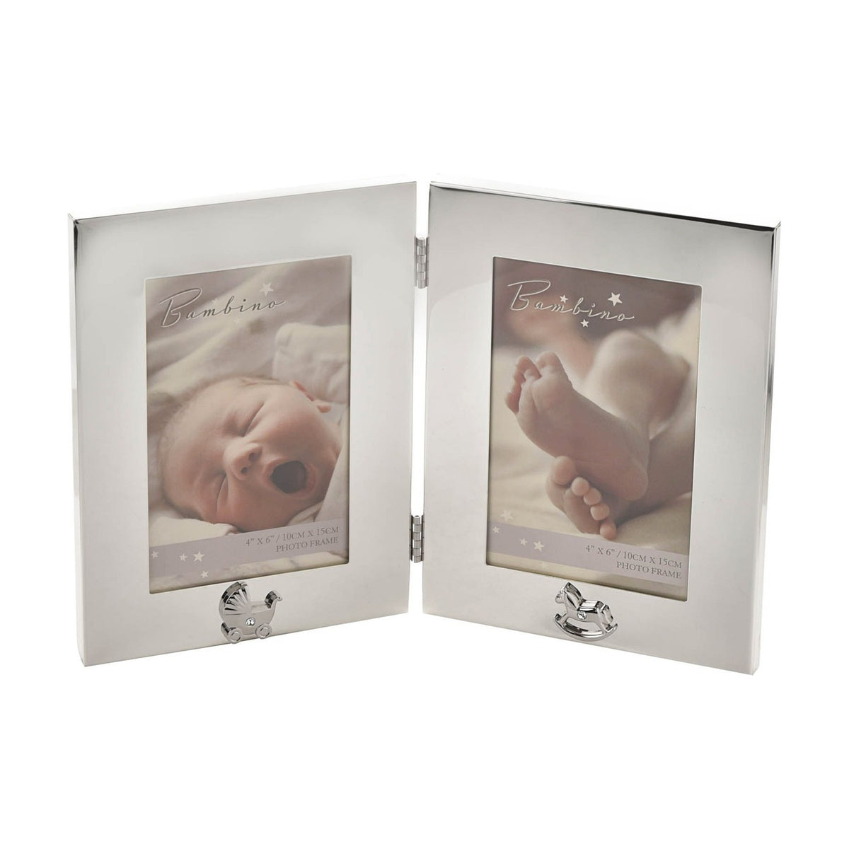 Hinged Double Silverplated Photo Frame 6 x 4in - Silver
