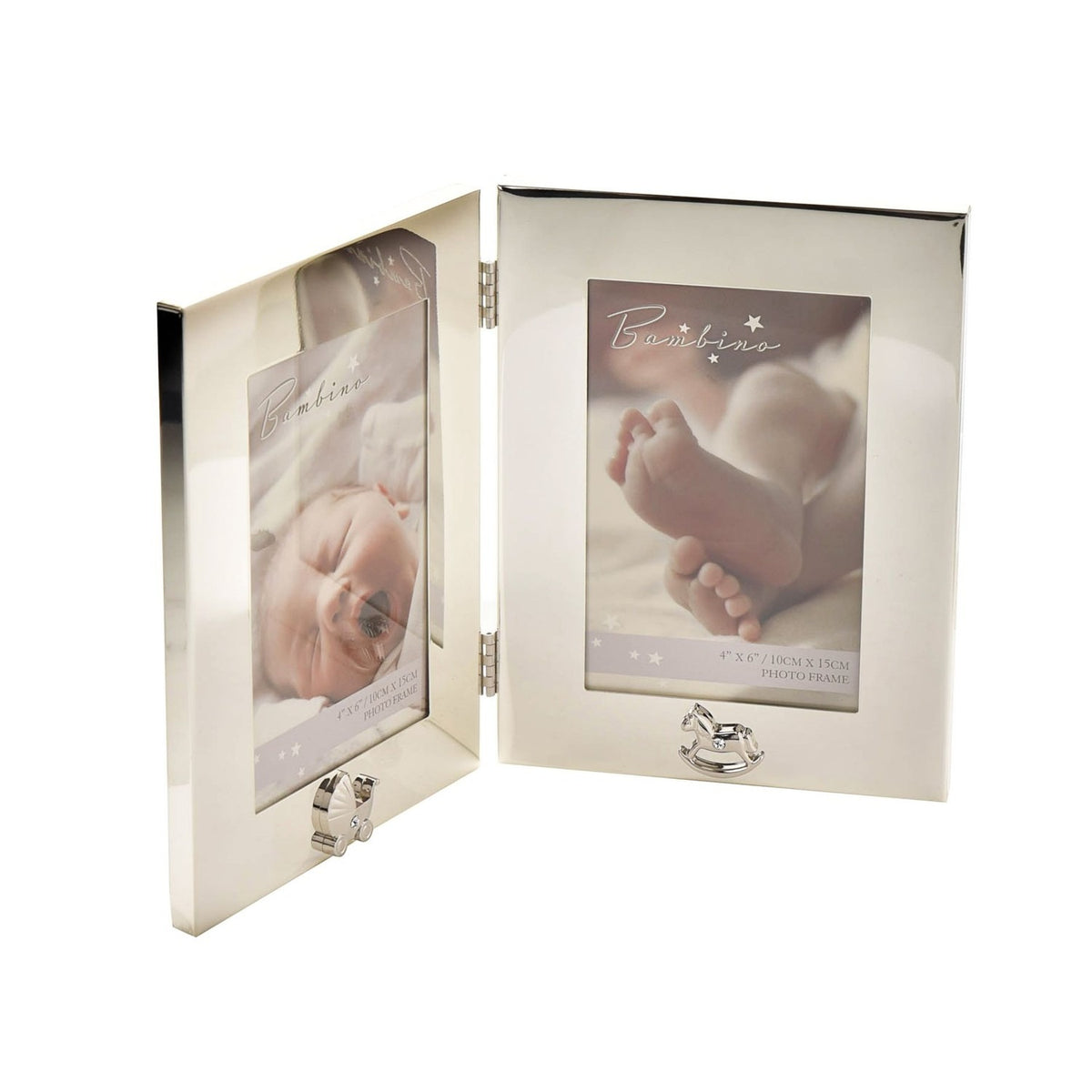 Hinged Double Silverplated Photo Frame 6 x 4in - Silver