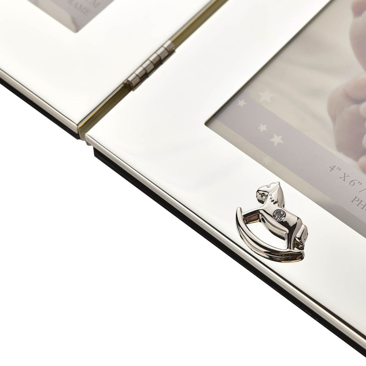 Hinged Double Silverplated Photo Frame 6 x 4in - Silver