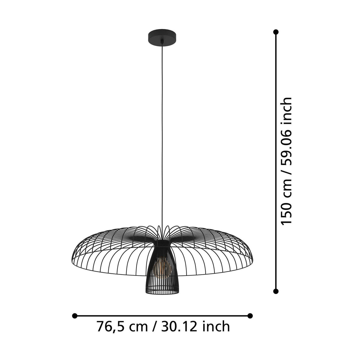 Champerico Pendant Light 77cm - Black