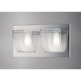 Charis 2 Light Glass & Crystal Wall Light With Switch - Chrome