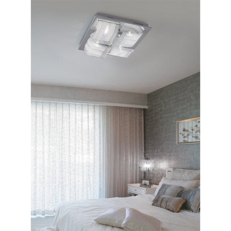 Charis 4 Light Glass Crystal Flush Ceiling Light - Polished Chrome