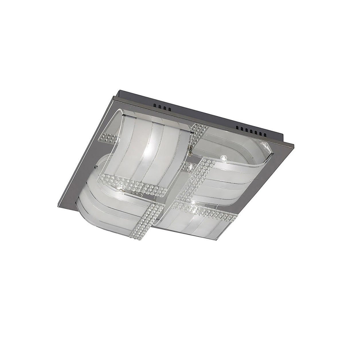 Charis 4 Light Glass Crystal Flush Ceiling Light - Polished Chrome