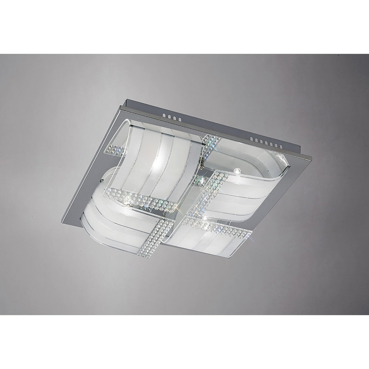 Charis 4 Light Glass Crystal Flush Ceiling Light - Polished Chrome