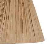 Close-up of the Endon Chartshaw 24cm tapered lamp shade showing its hand-wrapped natural raffia weave in a warm earthy tone.