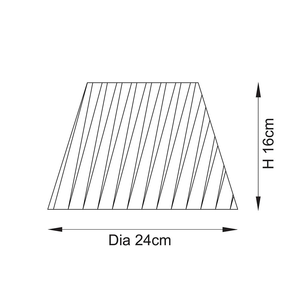 Dimension diagram of the Endon Chartshaw tapered lamp shade showing a 24cm bottom diameter and 16cm height on a white background.