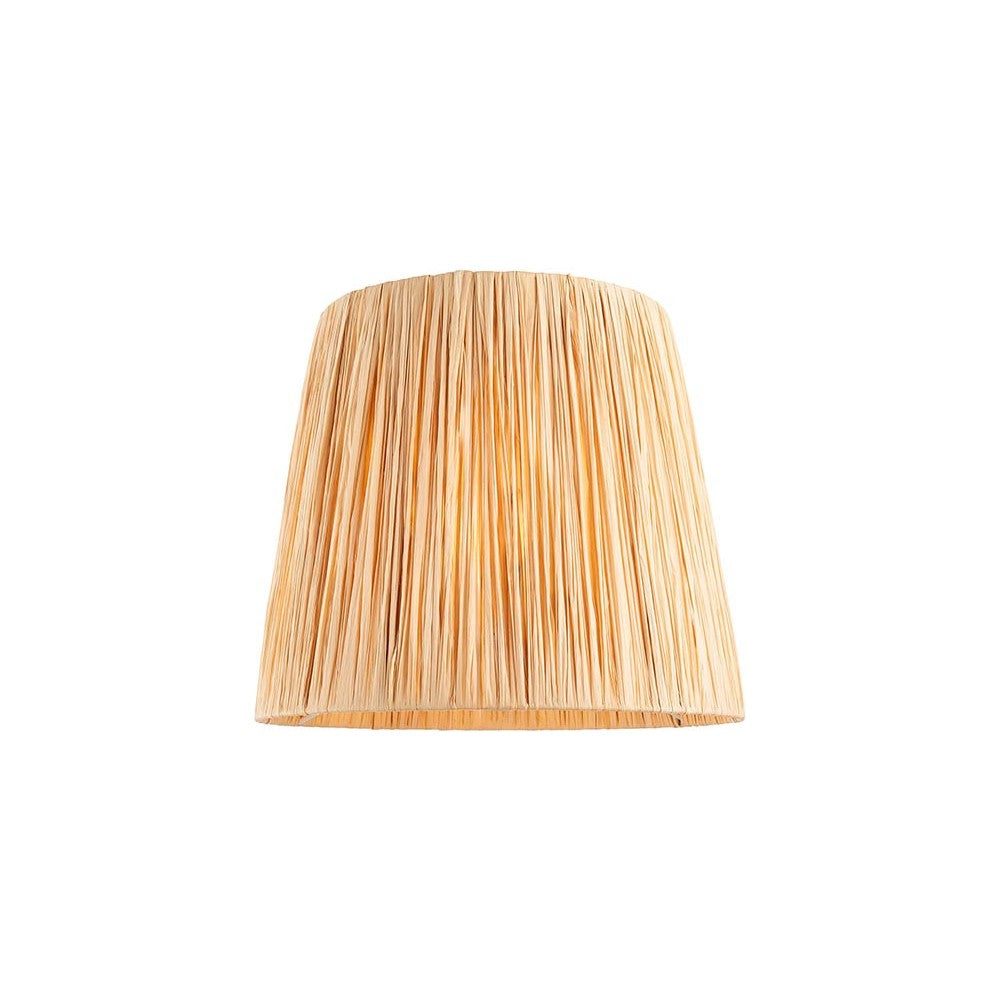 Chartshaw 30cm tapered lamp shade in natural raffia with woven texture, hand-wrapped fabric finish, shown on a plain white background.