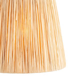 Close-up of the Chartshaw 30cm tapered lamp shade in natural raffia, showing its hand-wrapped woven texture with warm light glowing through.