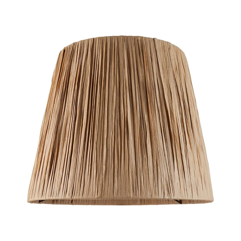 Endon Chartshaw 32cm tapered lamp shade in natural hand-wrapped raffia with a woven vertical texture, shown against a plain white background.