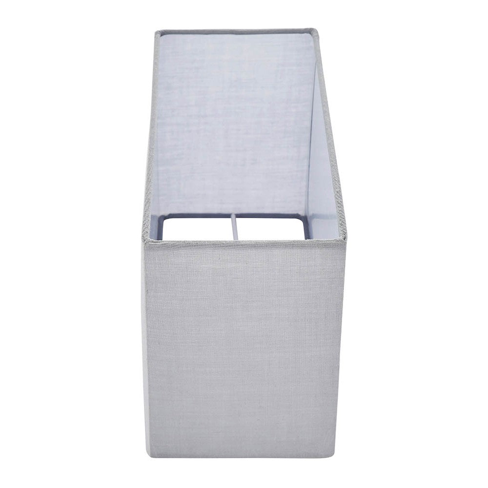 Chartstead rectangular 27cm tapered lamp shade in grey fabric with rolled edge, shown from above on a plain white background.