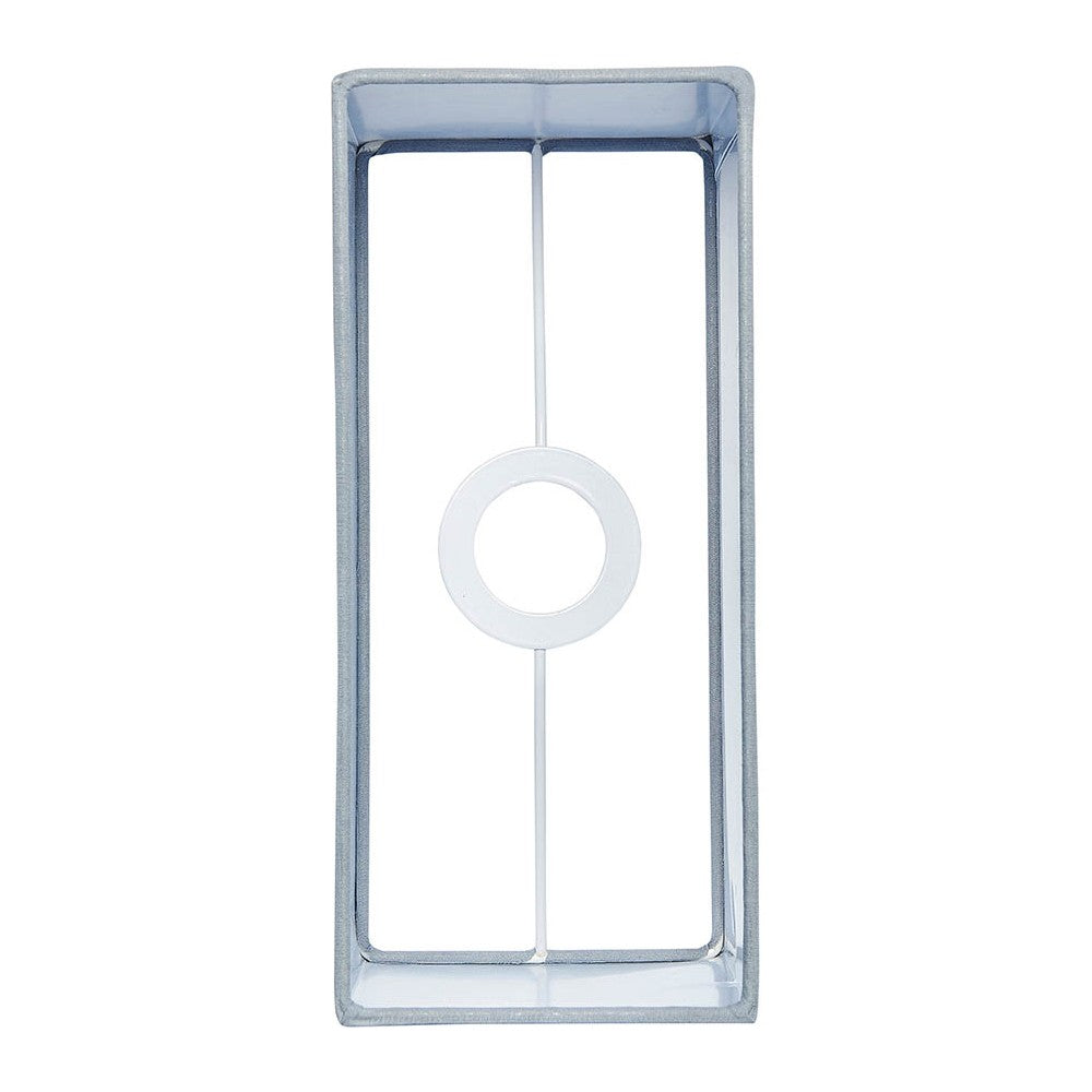 Chartstead rectangular tapered lamp shade in grey fabric with rolled edges, shown from above with visible E27 gimbal fitting on a white background.