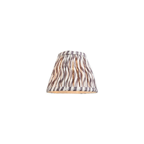 Endon Chartwood 16cm tapered lamp shade in pearl grey pleated faux linen with a soft ripple print and taped edges, on a plain white background.