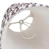 Interior view of Endon Chartwood 16cm tapered lamp shade in pearl grey faux linen, showing pleated ripple pattern, plain inner lining and candle clip fitting.