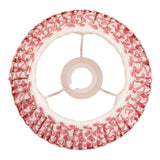 Endon Chartwood 20cm tapered lamp shade in coral pink and white rippled faux linen, top-down view showing pleated edge and fixed gimbal fitting.