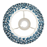 Top-down view of the Endon Chartwood 20cm tapered lamp shade in marlin blue and white pleated faux linen with fixed gimbal fitting, on a white background.