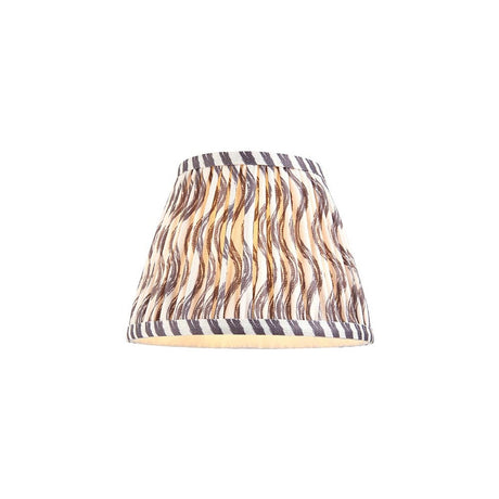 Endon Chartwood 20cm tapered lamp shade in pearl grey pleated faux linen with a rippled print and taped edges, shown on a plain white background.