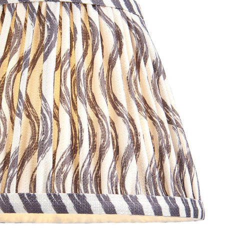 Endon Chartwood 20cm tapered lamp shade in pearl grey pleated faux linen with a rippled wave print and taped edge trim.