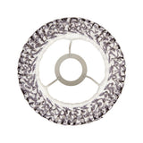 Top-down view of the Endon Chartwood 20cm tapered lamp shade in pearl grey, showing the pleated faux linen ripple print and fixed gimbal fitting.