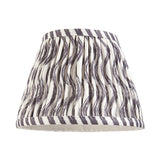 Endon Chartwood 20cm tapered lamp shade in pearl grey pleated faux linen with a rippled print and taped edges, shown on a plain white background.