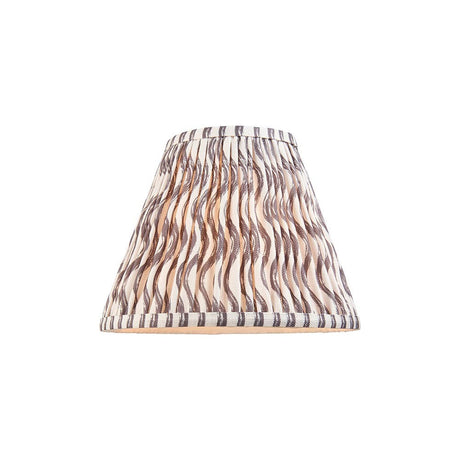 Endon Chartwood 25cm tapered lamp shade in pearl grey pleated faux linen with a soft ripple print and taped edges, on a plain white background.