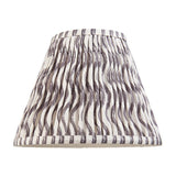 Endon Chartwood 25cm tapered lamp shade in pearl grey pleated faux linen with a soft grey ripple print and taped edges, on a plain background.