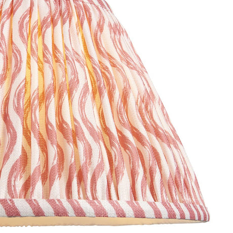 Endon Chartwood 30cm tapered lamp shade in coral pink and white pleated faux linen with a rippled print and taped edge detailing.
