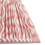 Endon Chartwood 30cm tapered lamp shade in coral pink and white, pleated faux linen with a rippled print and taped edge trim.