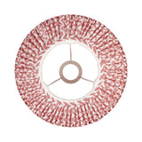 Endon Chartwood 30cm tapered lamp shade in coral pink and white pleated faux linen with ripple print, shown from below revealing the gimbal fitting.