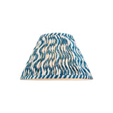 Endon Chartwood 30cm tapered lamp shade in marlin blue and white pleated faux linen with a rippled print and taped edges, shown on a plain background.