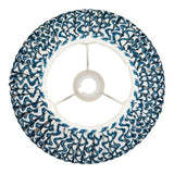 Endon Chartwood 30cm tapered lamp shade in marlin blue with pleated faux linen ripple print, taped edges and gimbal fitting, on a white background.
