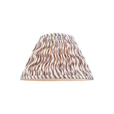 Endon Chartwood 30cm tapered lamp shade in pearl grey pleated faux linen with a soft ripple print and taped edging, shown on a white background.
