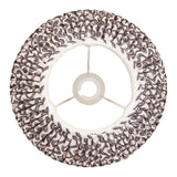 Top-down view of Endon Chartwood 30cm tapered lamp shade in pearl grey with pleated faux linen ripple print, taped edges and fixed gimbal fitting.