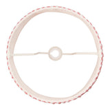 Top-down view of the Endon Chartwood 35cm tapered lamp shade in coral pink, showing the reversible gimbal fitting and taped edge on a white background.