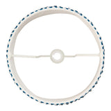 Top-down view of the Endon Chartwood 35cm tapered lamp shade frame in marlin blue and white, showing the reversible gimbal fitting on a white background.