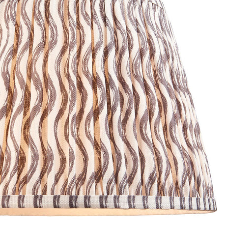 Endon Chartwood 35cm tapered lamp shade in pearl grey pleated faux linen with a soft grey and white ripple print and taped edge detailing.