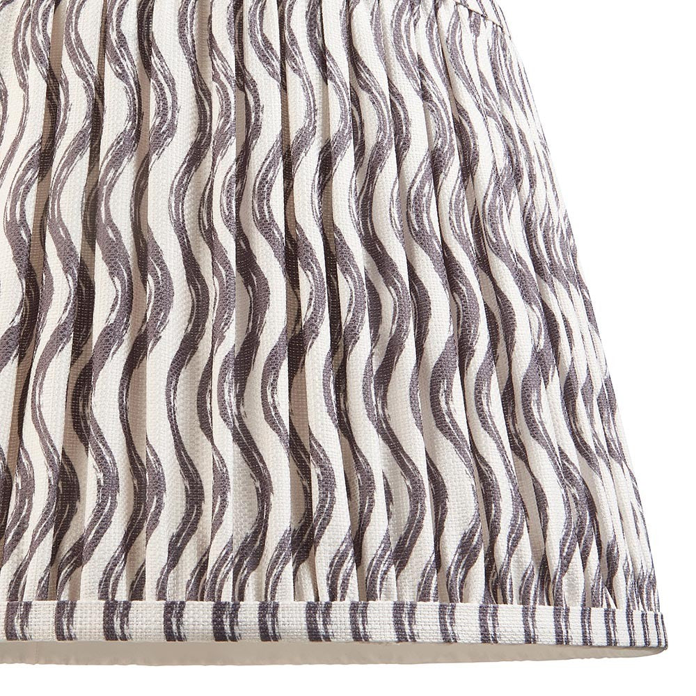 Endon Chartwood 35cm tapered lamp shade in pearl grey pleated faux linen with a wavy ripple print and taped edging.