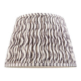 Endon Chartwood 35cm tapered lamp shade in pearl grey pleated faux linen with a soft ripple print and taped edge, shown on a white background.