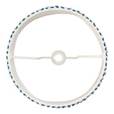Endon Chartwood 40cm tapered lamp shade shown from above with reversible gimbal fitting, white inner lining and marlin blue taped edge detailing.
