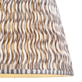 Endon Chartwood 40cm tapered lamp shade in pearl grey pleated faux linen with a ripple print and taped edge detailing, shown in close-up.