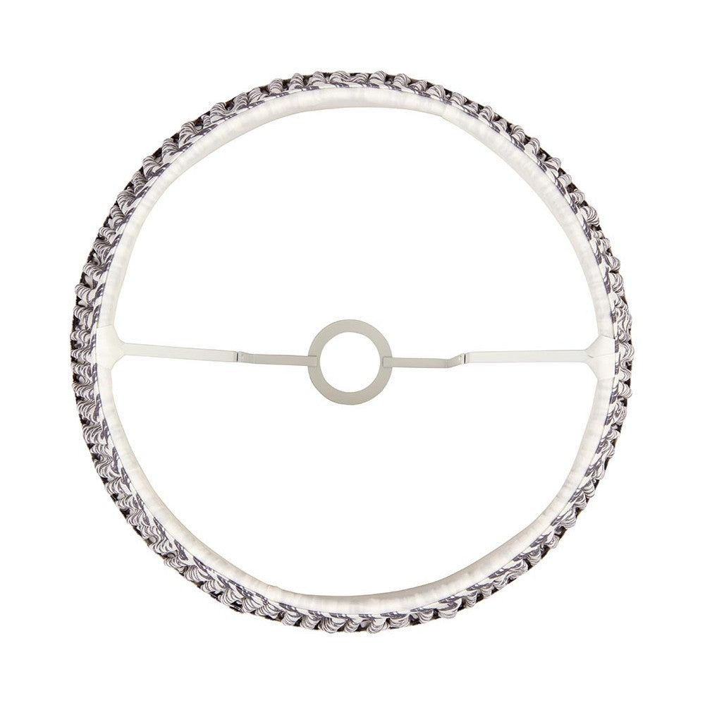 Endon Chartwood 40cm tapered lamp shade frame in pearl grey pleated faux linen with reversible gimbal fitting, shown from above on a white background.