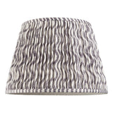 Endon Chartwood 40cm tapered lamp shade in pearl grey pleated faux linen with a ripple print and taped edging, shown on a plain white background.