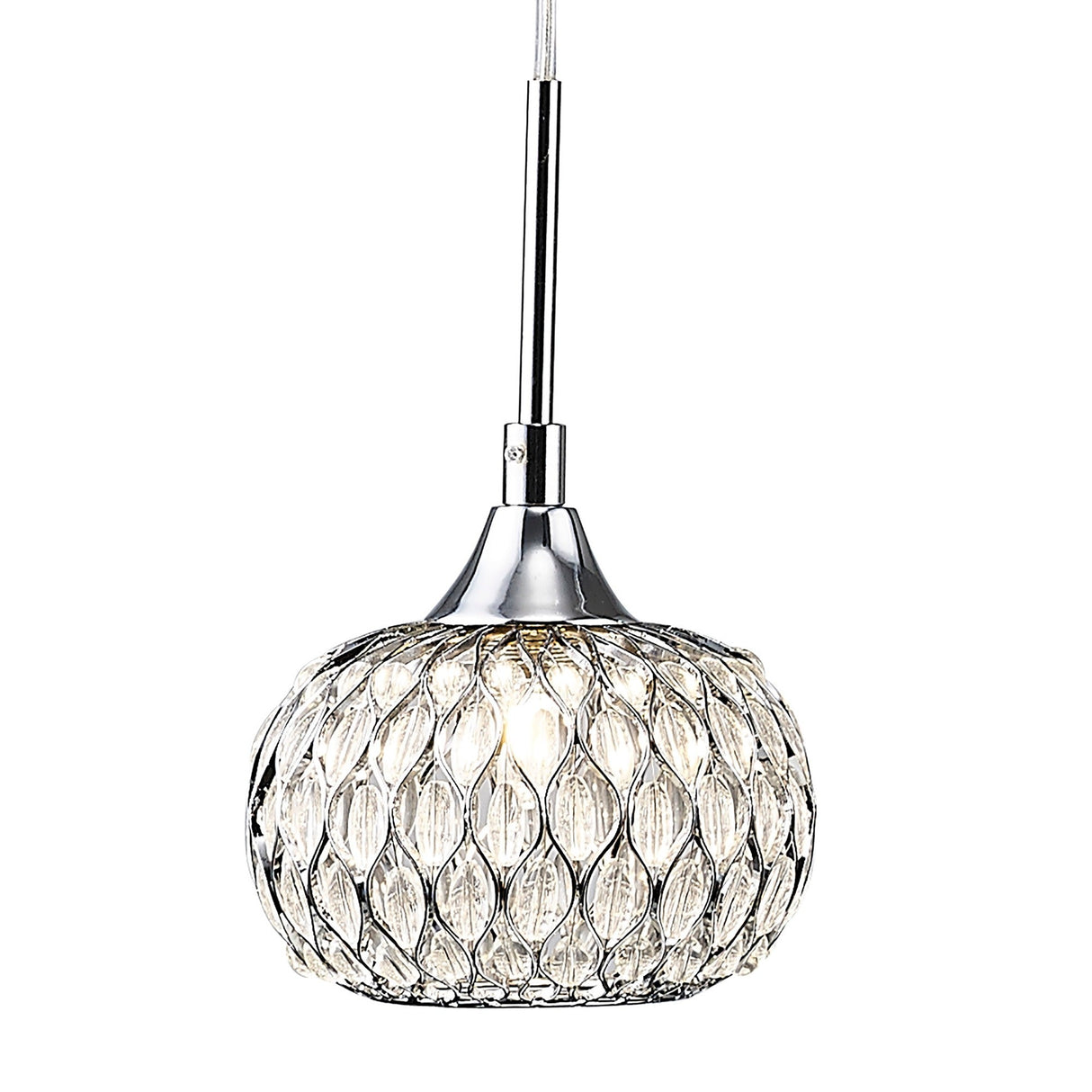 Chelsie 3 Light Beaded Glass Bar Pendant Light - Polished Chrome