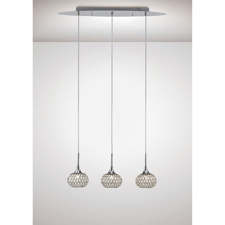 Chelsie 3 Light Beaded Glass Bar Pendant Light - Polished Chrome