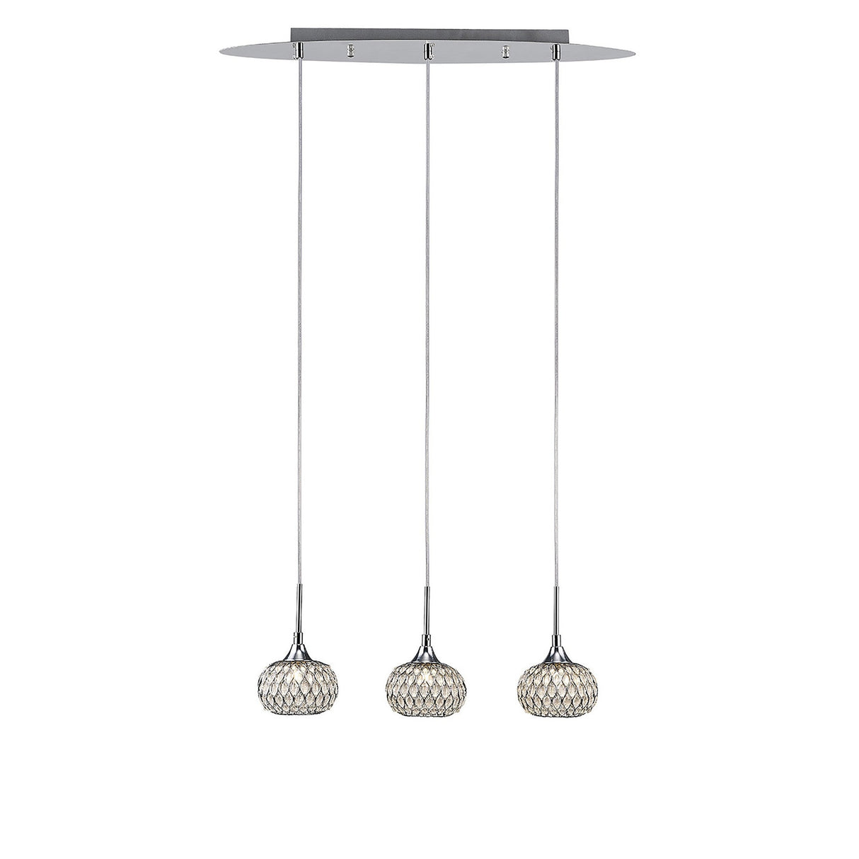 Chelsie 3 Light Beaded Glass Bar Pendant Light - Polished Chrome