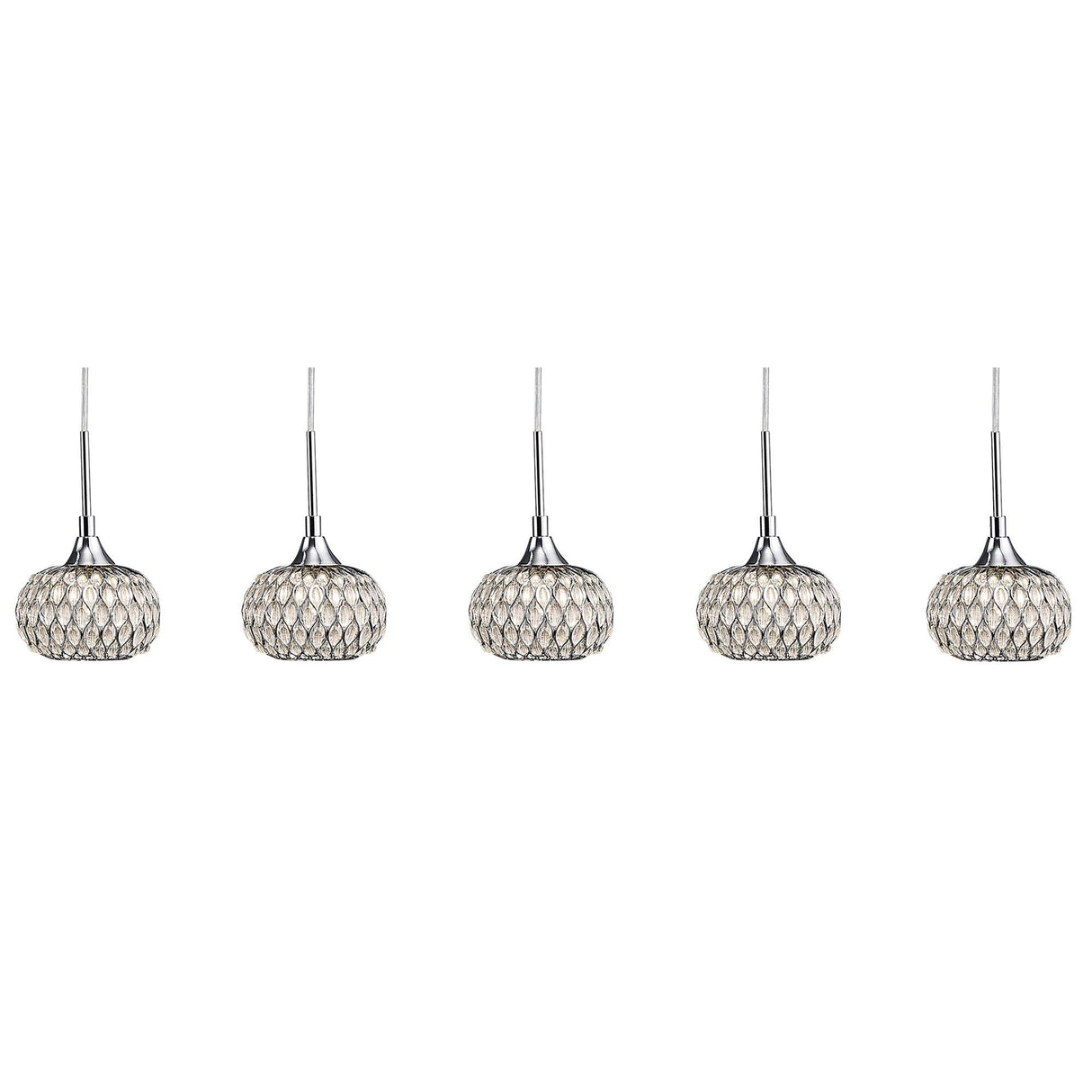 Chelsie 5 Light Beaded Glass Bar Pendant Light - Polished Chrome