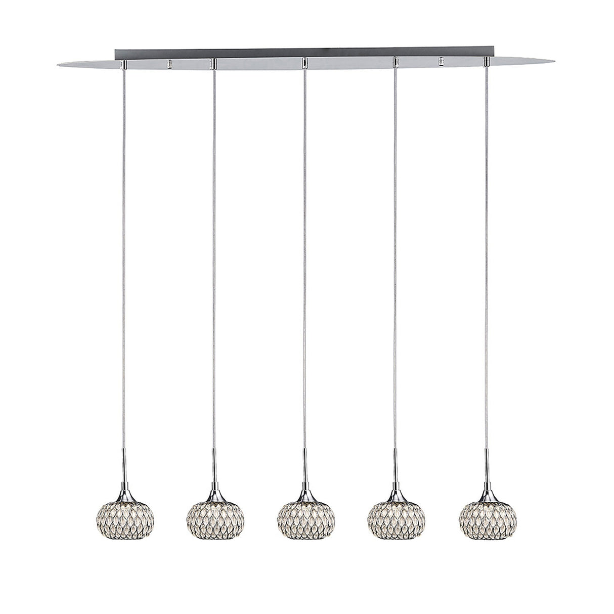 Chelsie 5 Light Beaded Glass Bar Pendant Light - Polished Chrome
