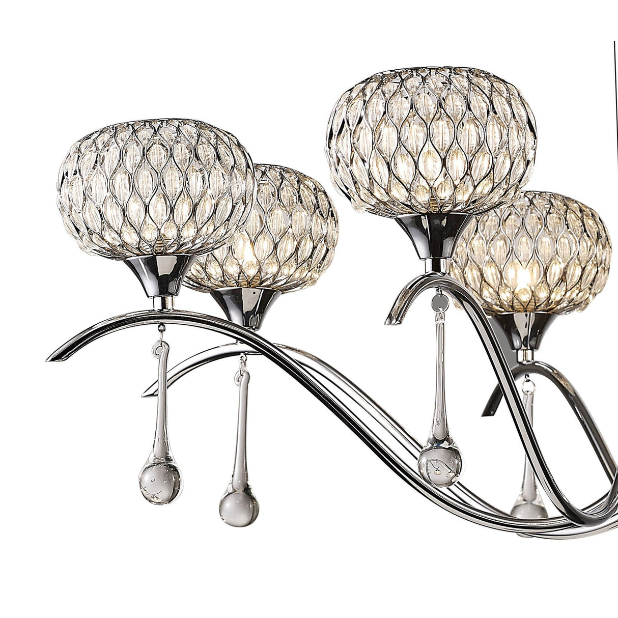 Chelsie 78cm 8 Light Clear Beaded Glass Chandelier - Polished Chrome