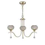 Chelsie 56cm 3 Light Clear Beaded Glass Chandelier - Antique Brass